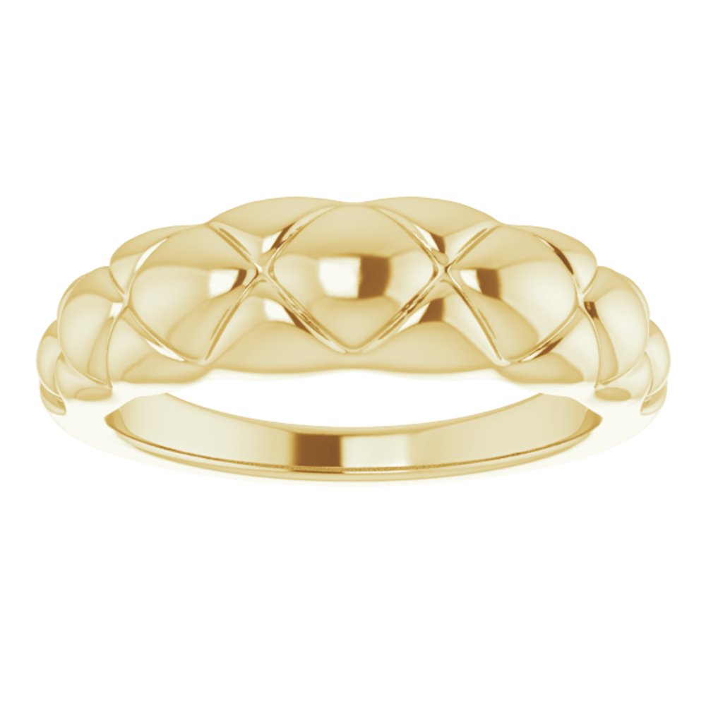 14K solid Gold Quilted Dome Ring