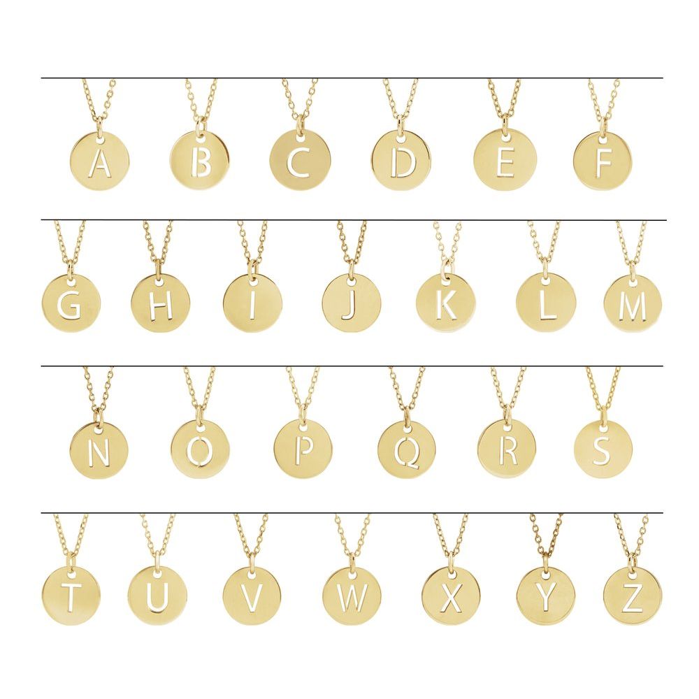 14K Rose Gold Necklace with Alphabet Initial Pendant, 16-18"