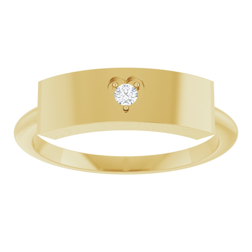 14K Rose .03 CT Natural Diamond Engravable Heart Ring