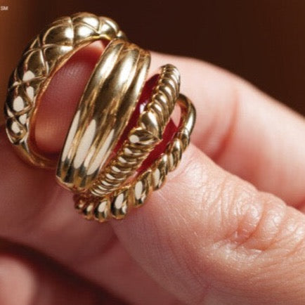 14K solid Gold Quilted Dome Ring