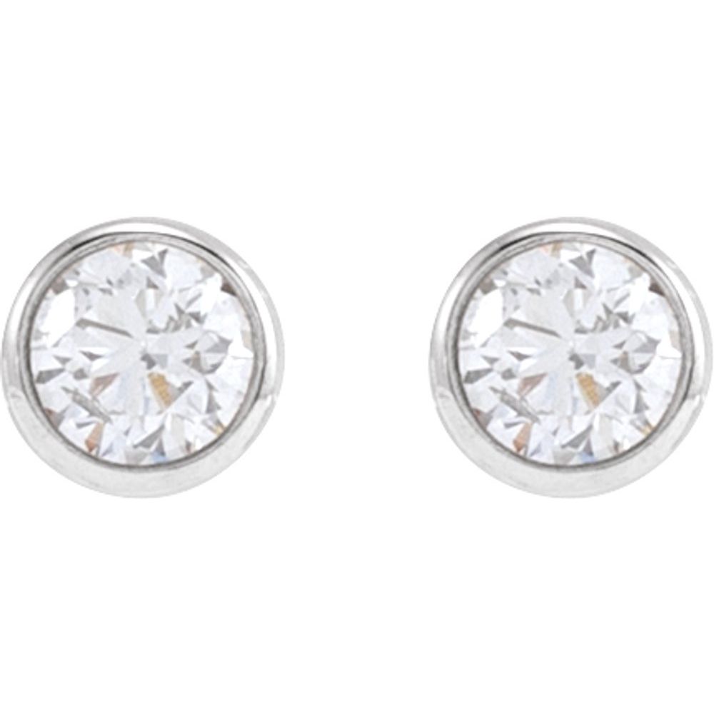 14K Solid Gold & Natural Diamond Stud Earrings with Press-Fit Back