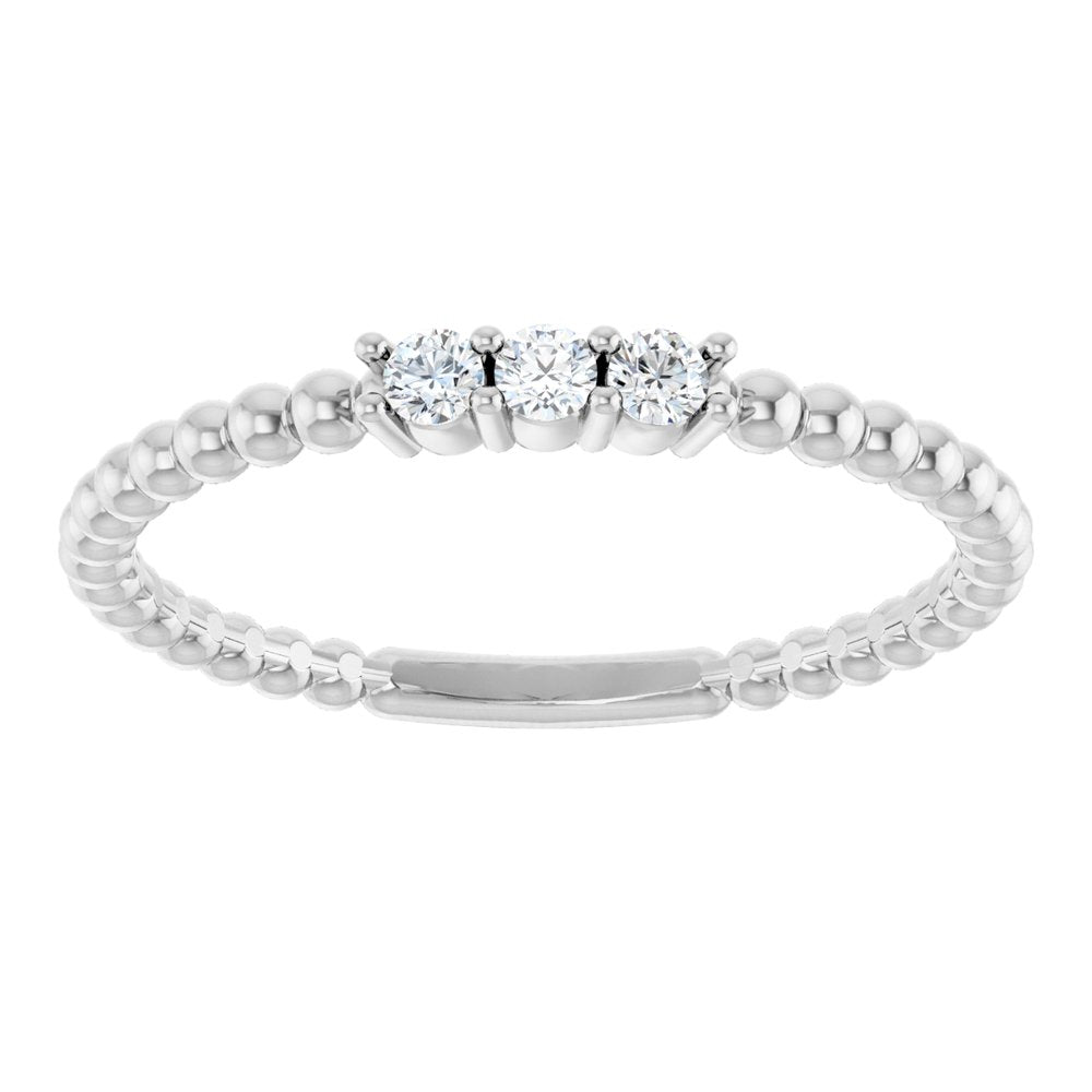 3 Stone Diamond Beaded promise Ring