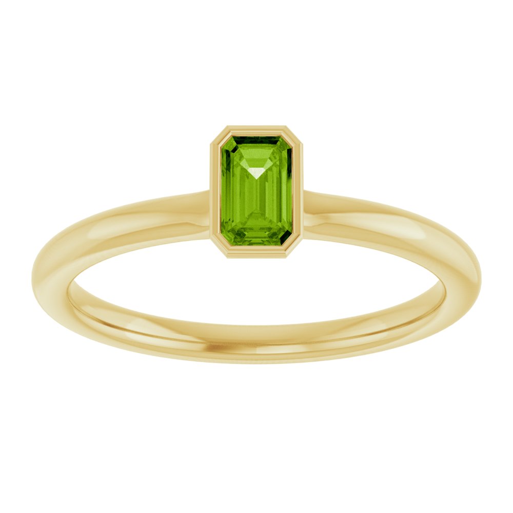 Emerald-Shaped Gemstone promise Ring