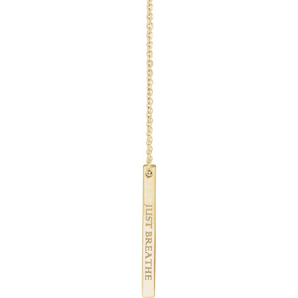 14K solid Gold 25 x 2.6 mm Engravable Four-Sided Vertical Bar Pendant