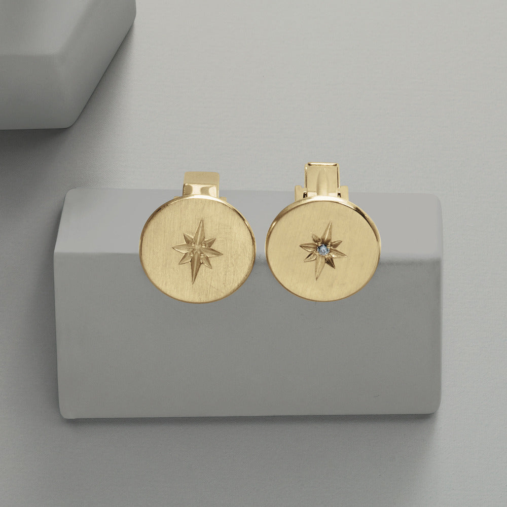 .03 CTW Natural Diamond Starburst Cuff Links