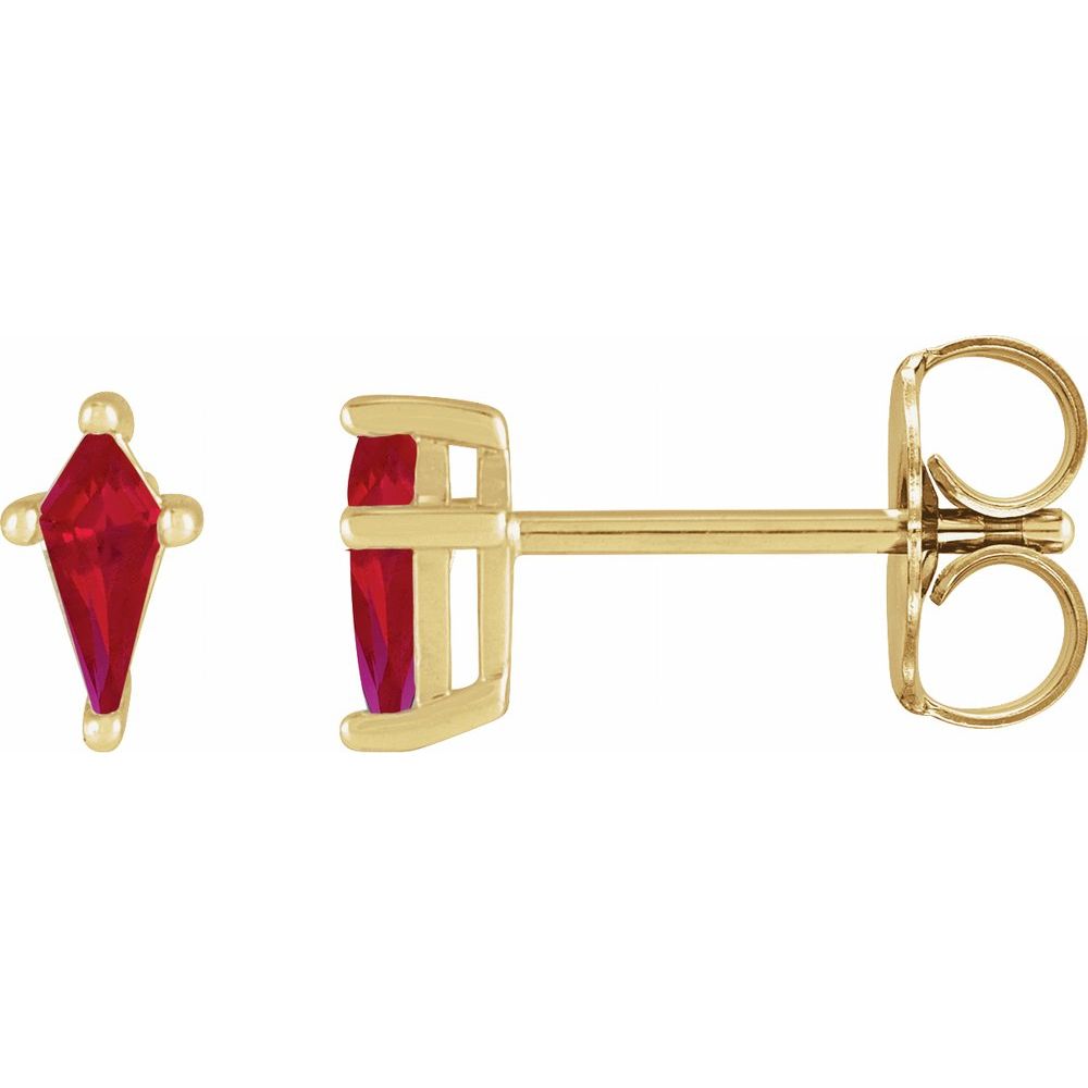 14K Yellow Lab-Grown Ruby Earrings