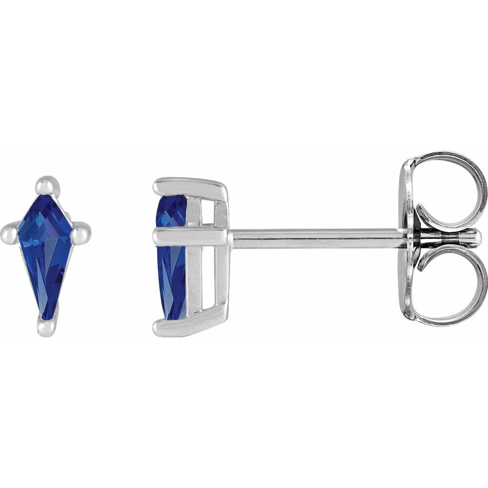 14K White Lab-Grown Blue Sapphire Earrings