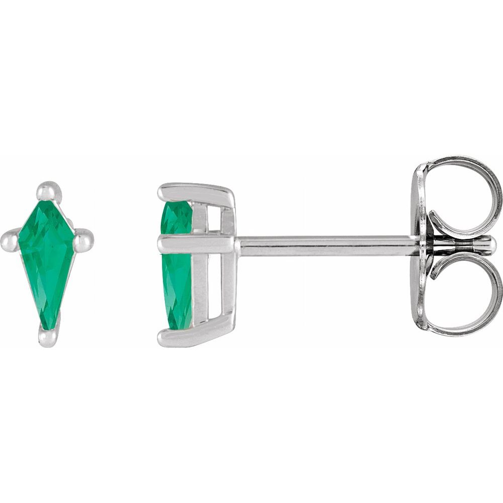 Sterling Silver Lab-Grown Emerald Earrings