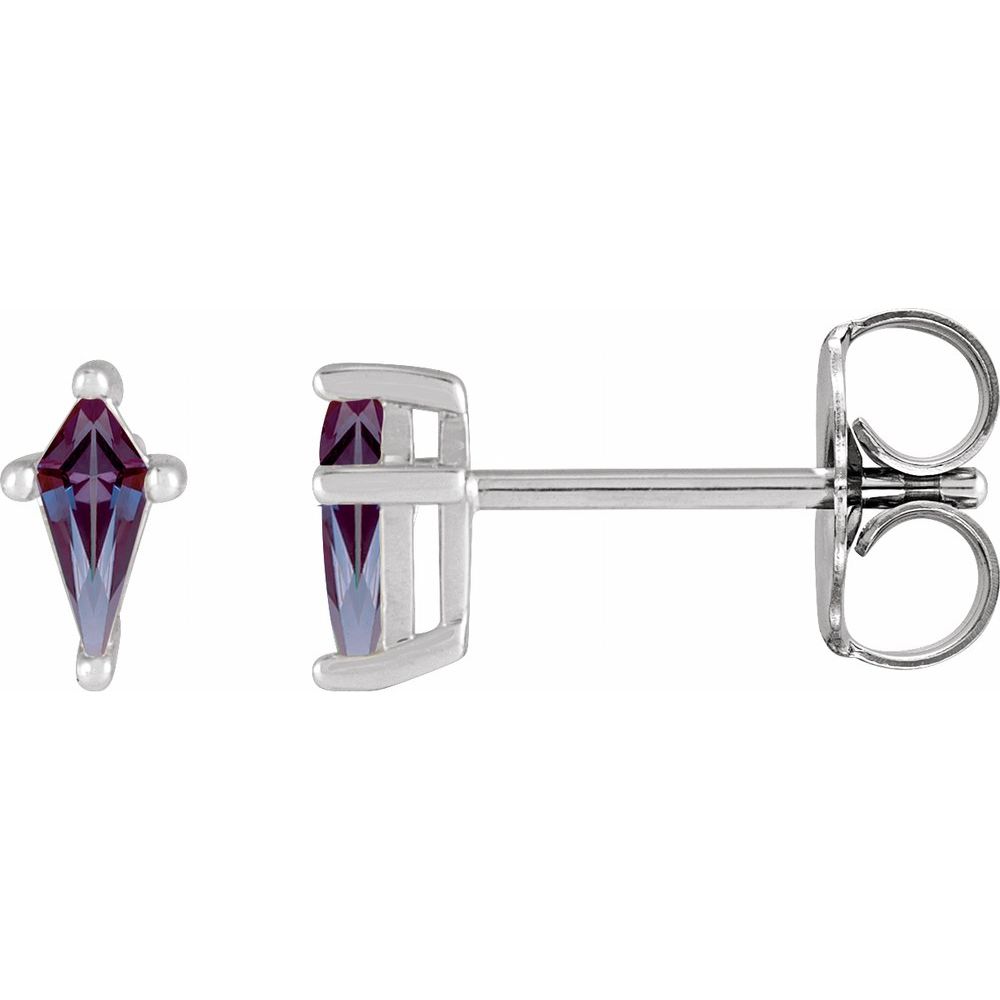 14K White Lab-Grown Alexandrite Earrings