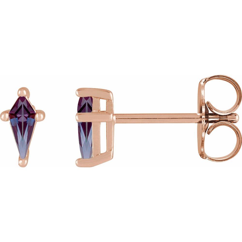 14K Rose Lab-Grown Alexandrite Earrings