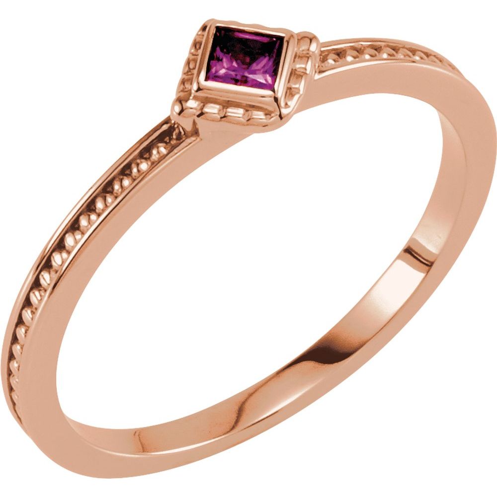 14K Rose Natural Amethyst Family Stackable Ring