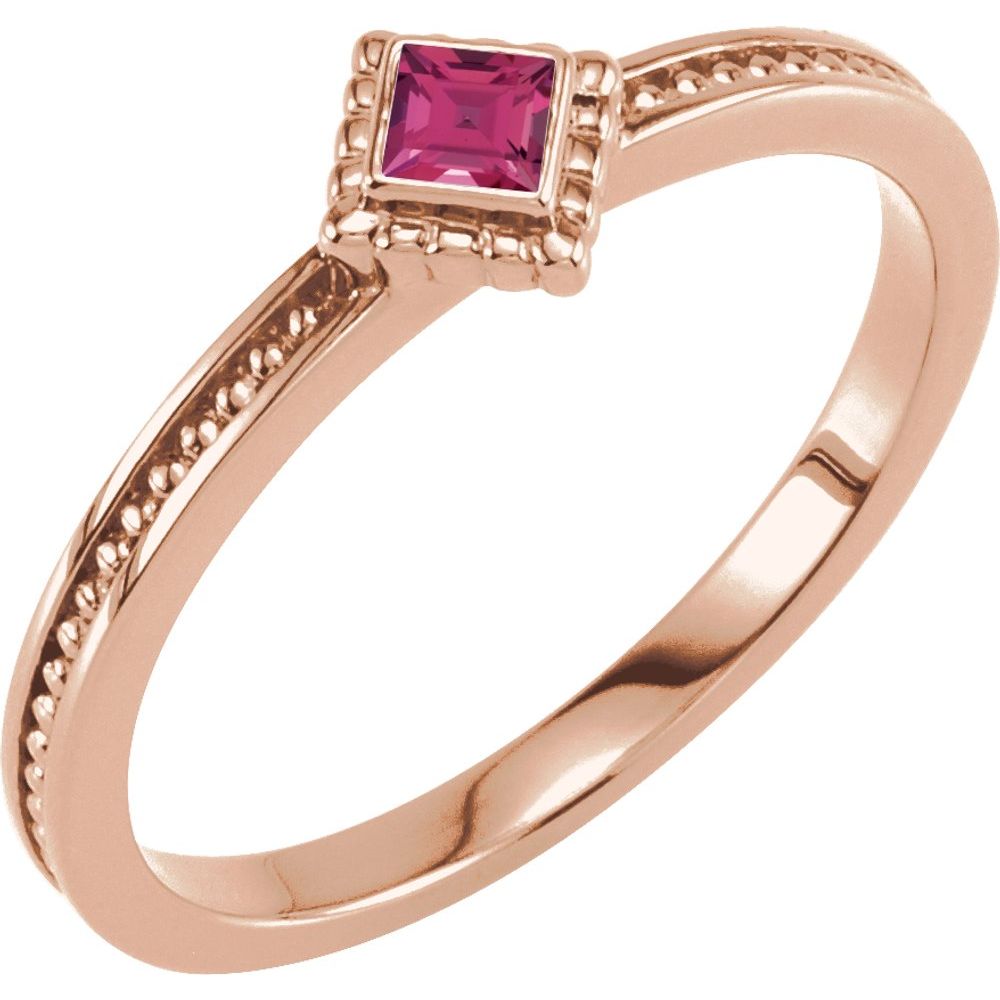 14K Rose Natural Pink Tourmaline Family Stackable Ring