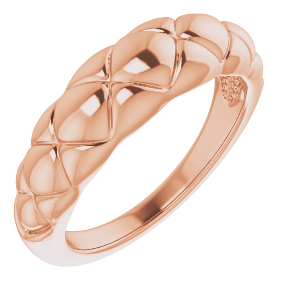 14K Rose Quilted Dome Ring