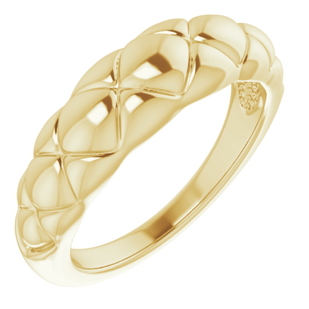 14K Yellow Quilted Dome Ring