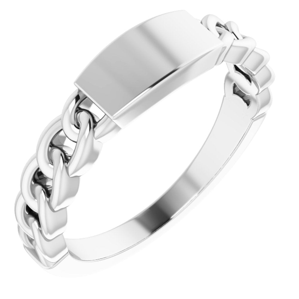 Platinum Engravable Chain Link Ring