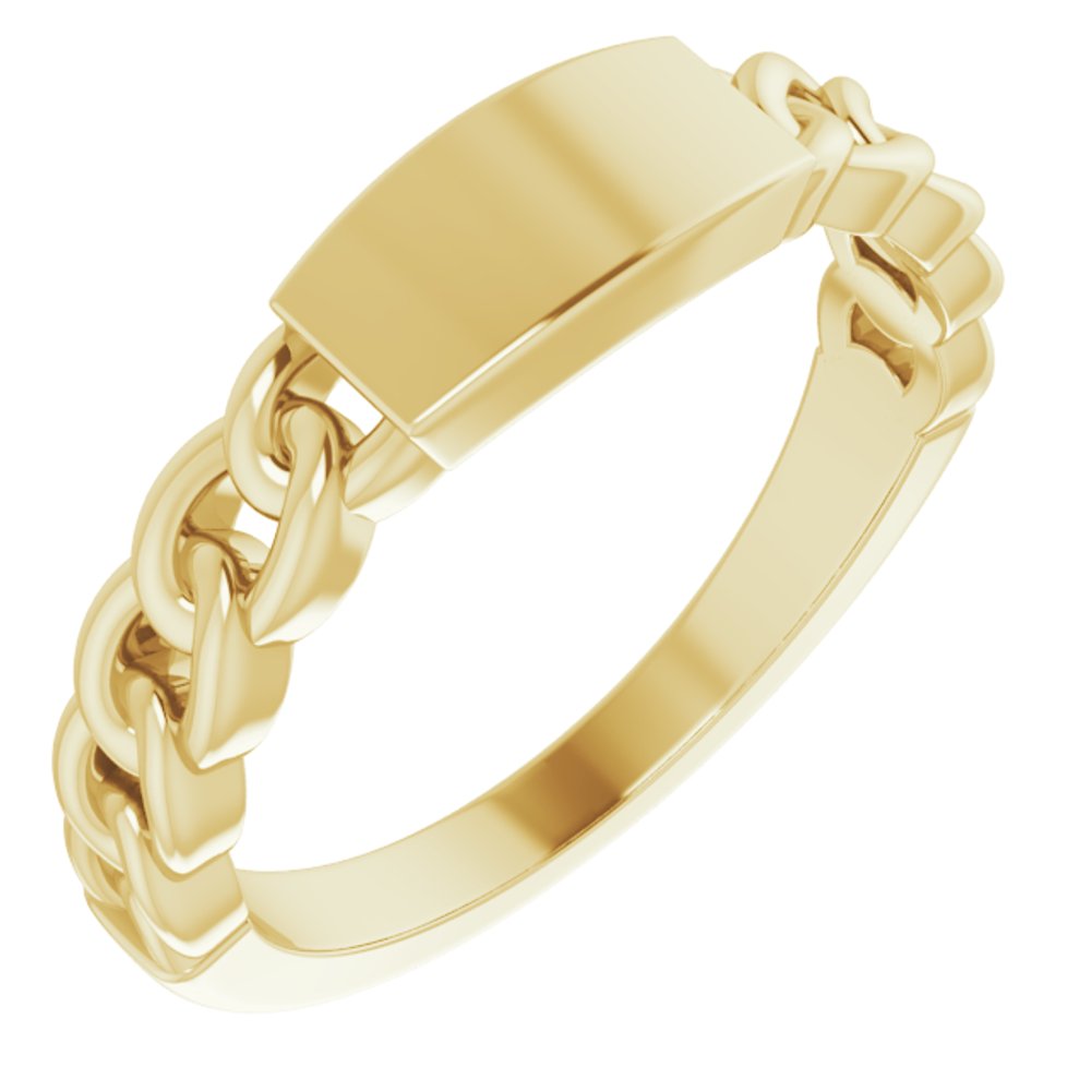 14K Yellow Engravable Chain Link Ring