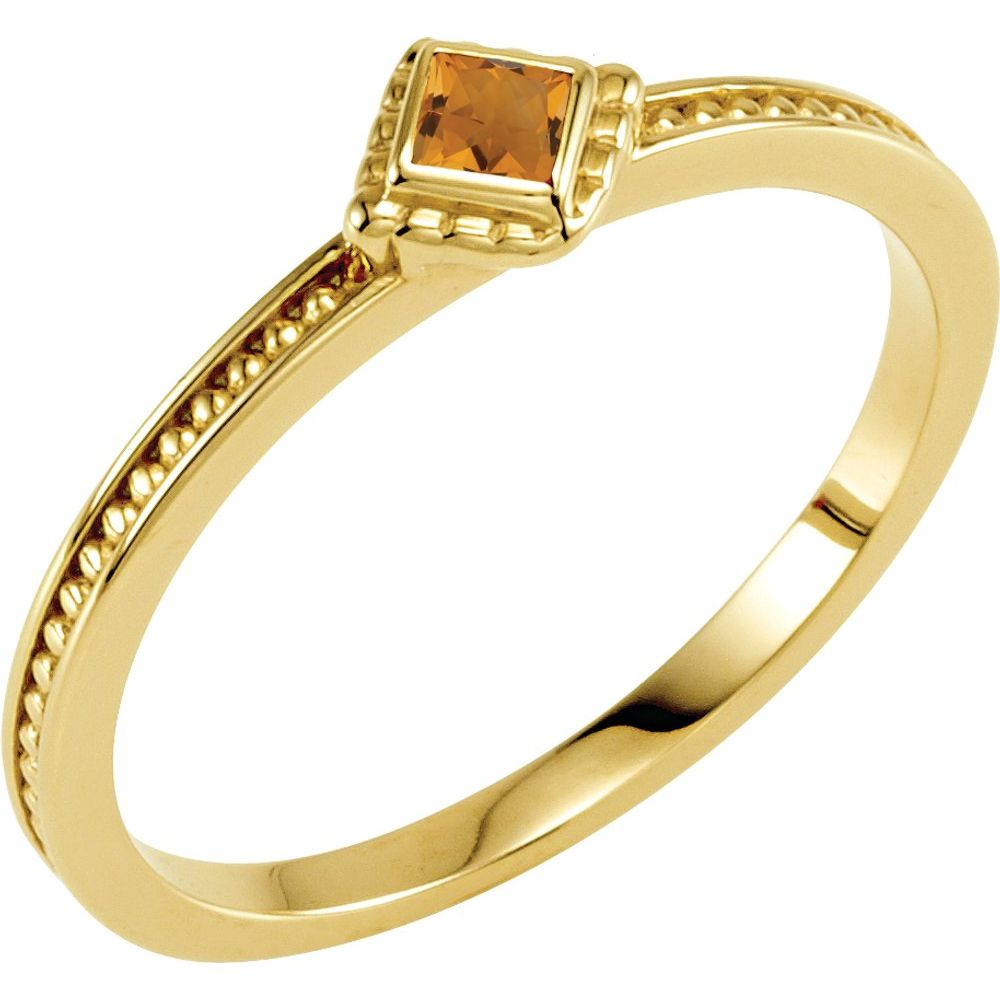 14K Yellow Natural Citrine Family Stackable Ring