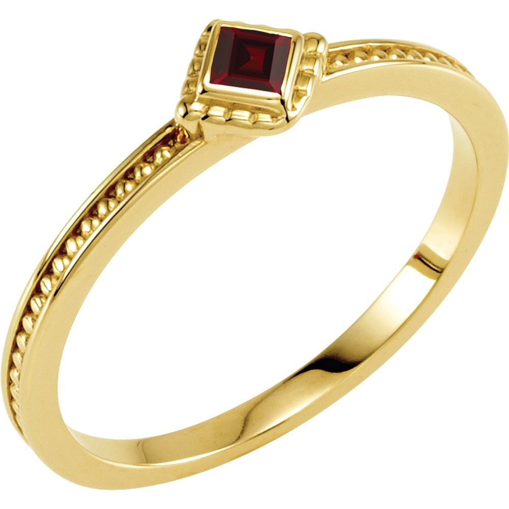 14K Yellow Natural Mozambique Garnet Family Stackable Ring