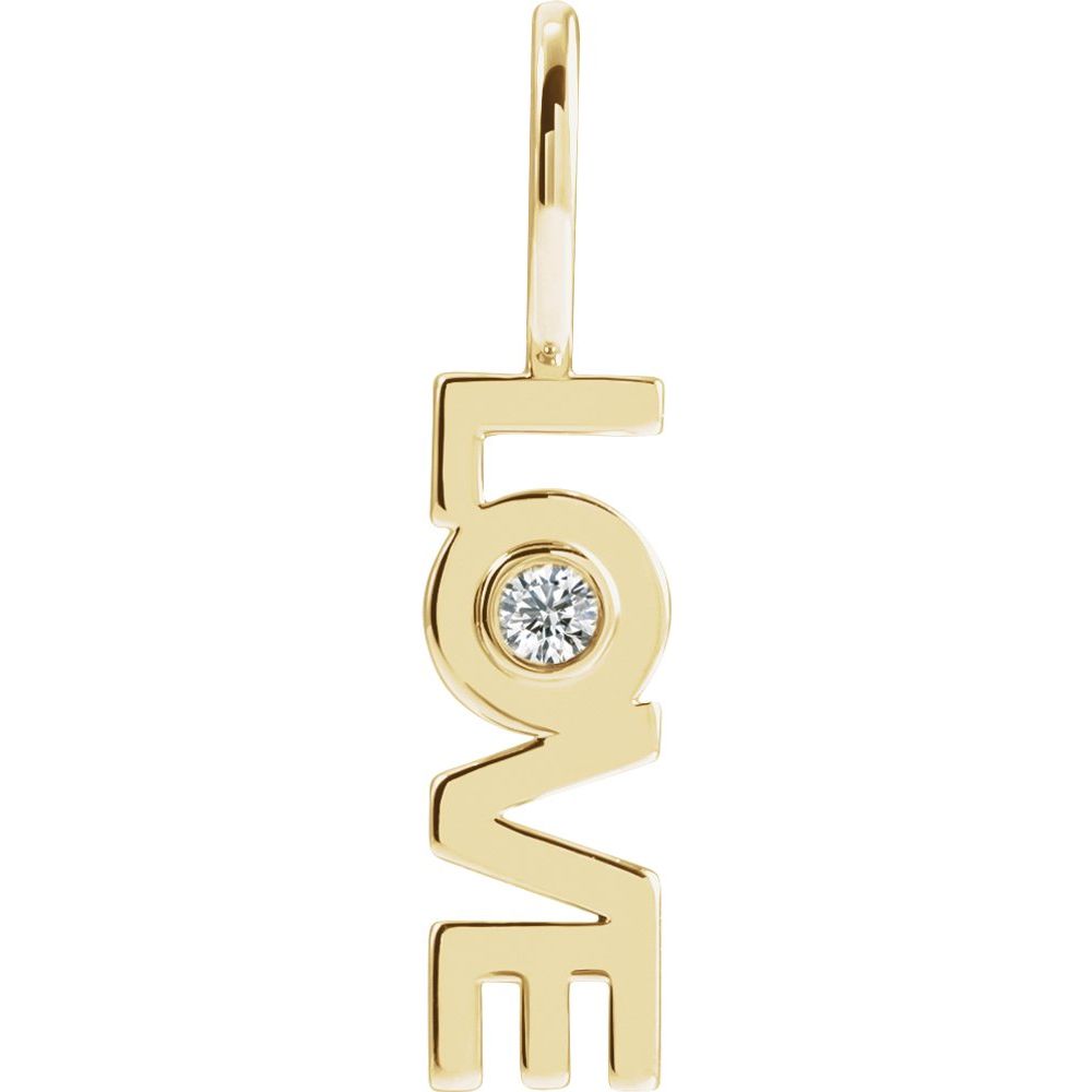 14K Yellow .03 CT Natural Diamond "Love" Phrase Pendant/Charm