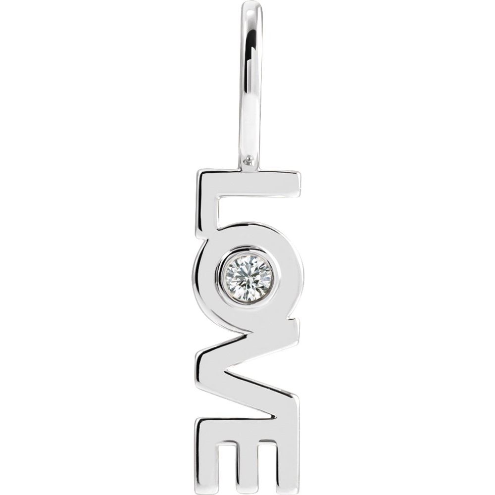 Sterling Silver .03 CT Natural Diamond "Love" Phrase Pendant/Charm