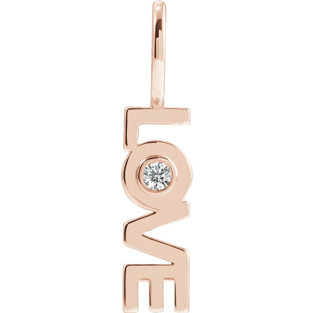 14K Rose .03 CT Natural Diamond "Love" Phrase Pendant/Charm