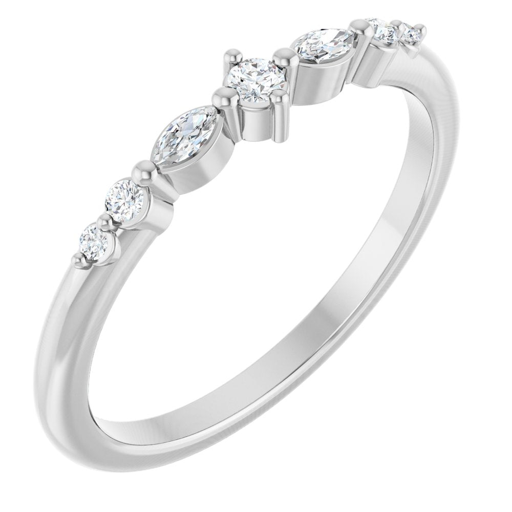 14K White 1/8 CTW Natural Diamond Stackable Ring