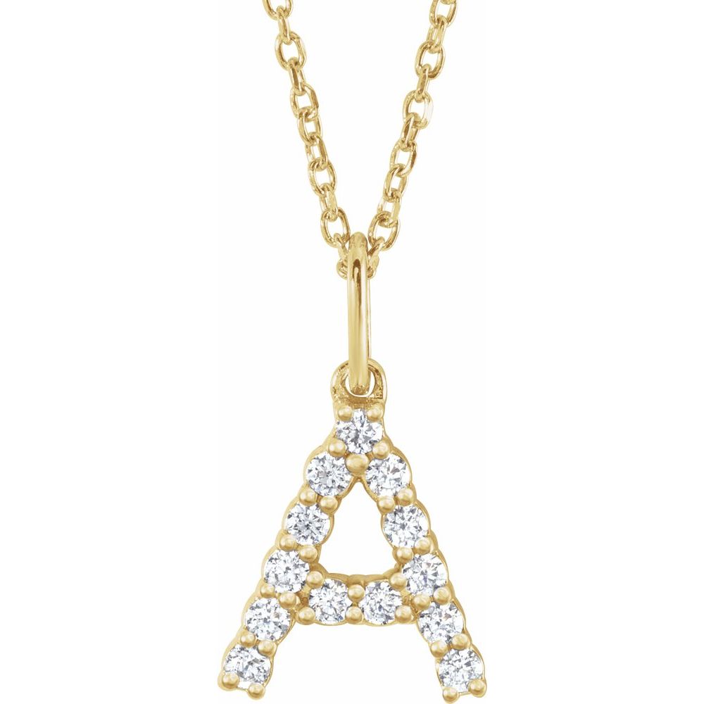 14K Yellow 1/5 CTW Lab-Grown Diamond Initial A 16-18" Necklace