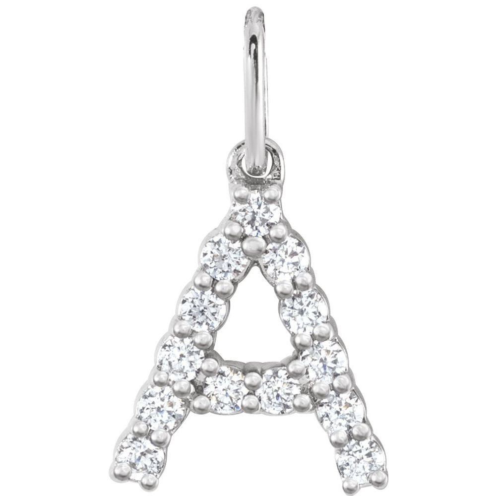 14K White 1/5 CTW Lab-Grown Diamond Initial A Pendant