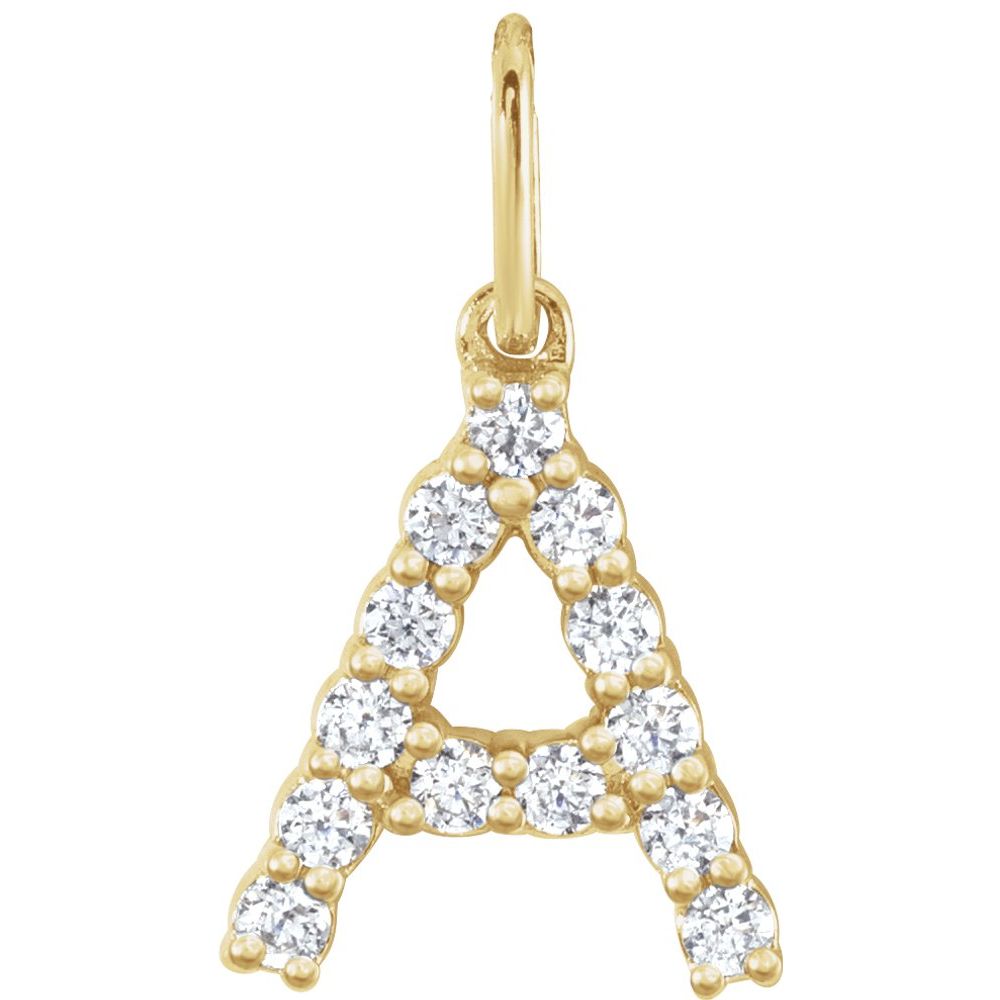 14K Yellow 1/5 CTW Lab-Grown Diamond Initial A Pendant