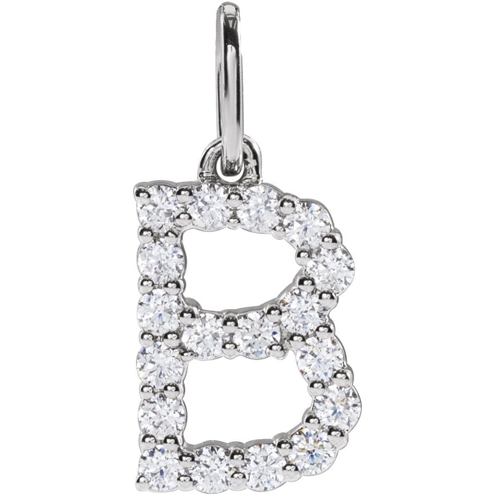 14K White 1/4 CTW Lab-Grown Diamond Initial B Pendant