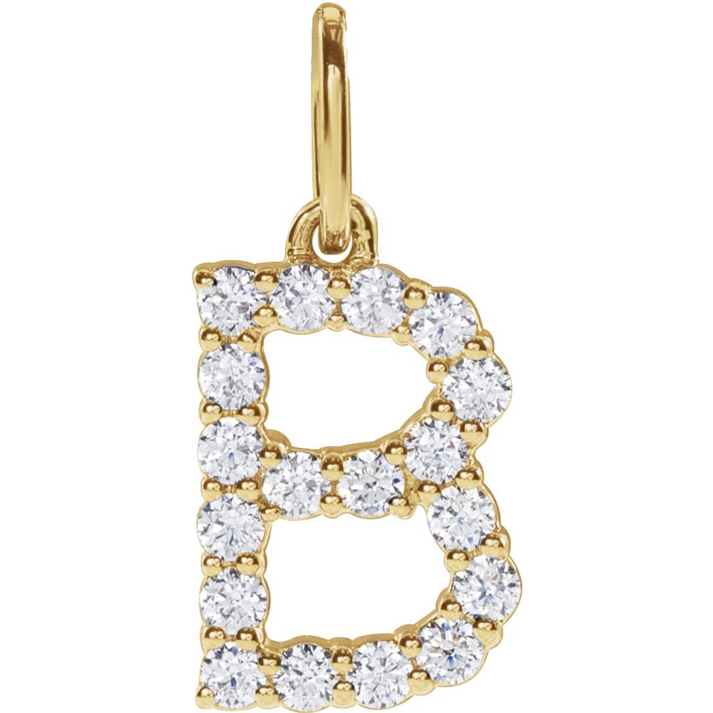 14K Yellow 1/4 CTW Lab-Grown Diamond Initial B Pendant