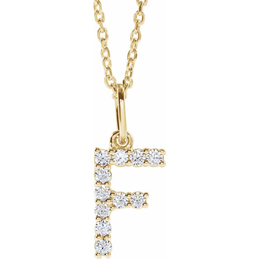 14K Yellow 1/6 CTW Lab-Grown Diamond Initial F 16-18" Necklace