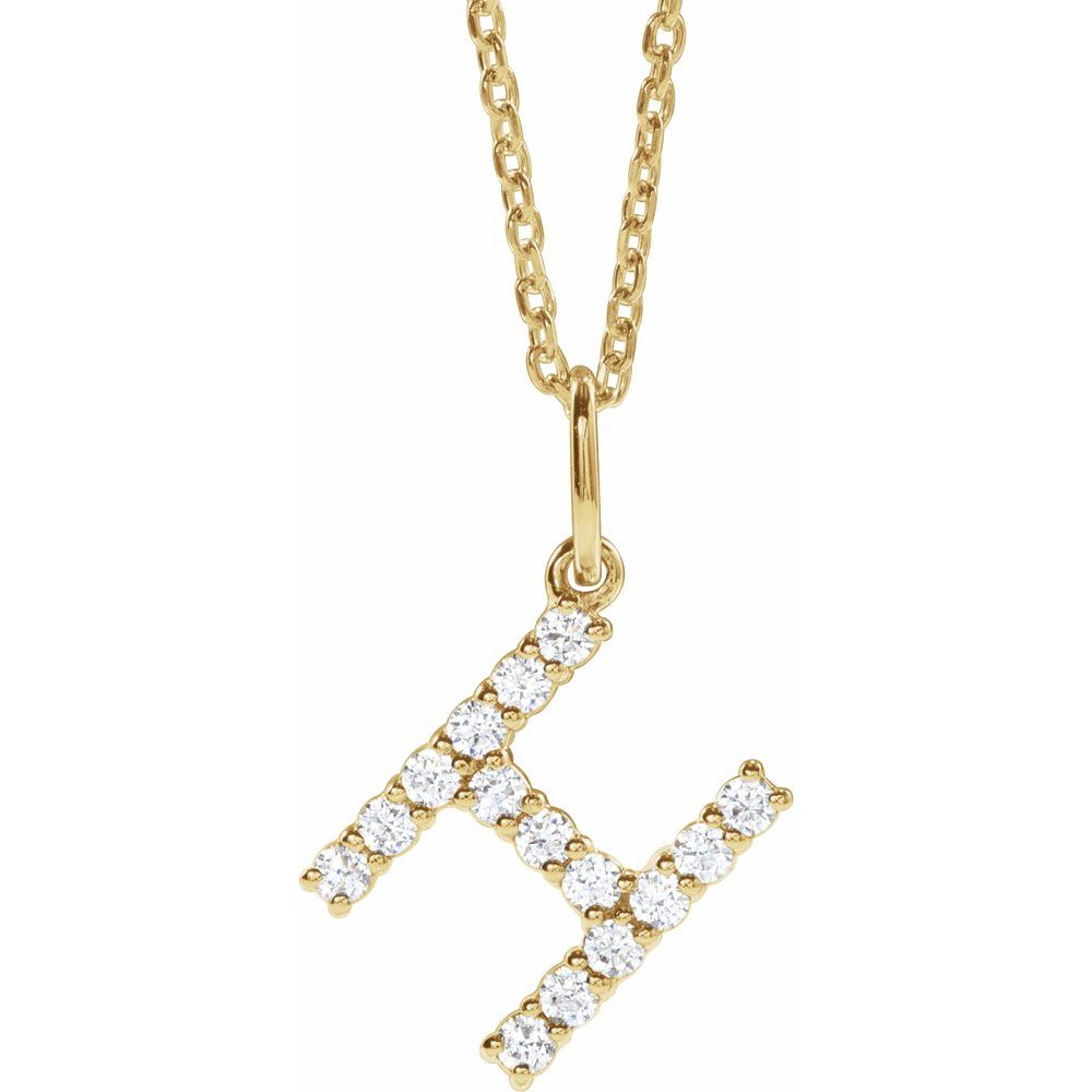 14K Yellow 1/5 CTW Lab-Grown Diamond Initial H 16-18" Necklace