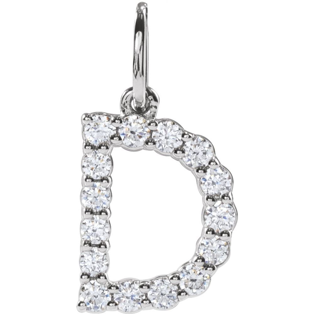 14K White 1/4 CTW Lab-Grown Diamond Initial D Pendant