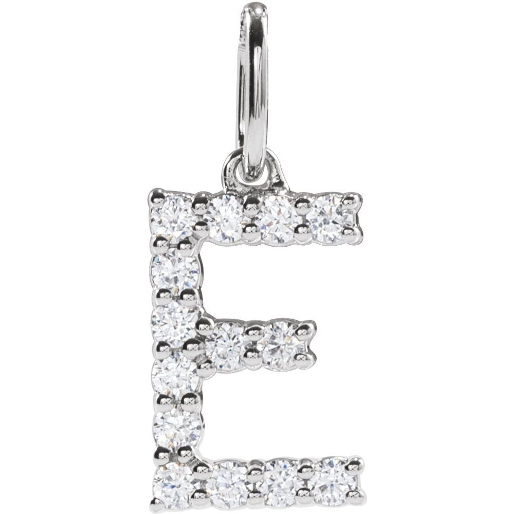 14K White 1/5 CTW Lab-Grown Diamond Initial E Pendant