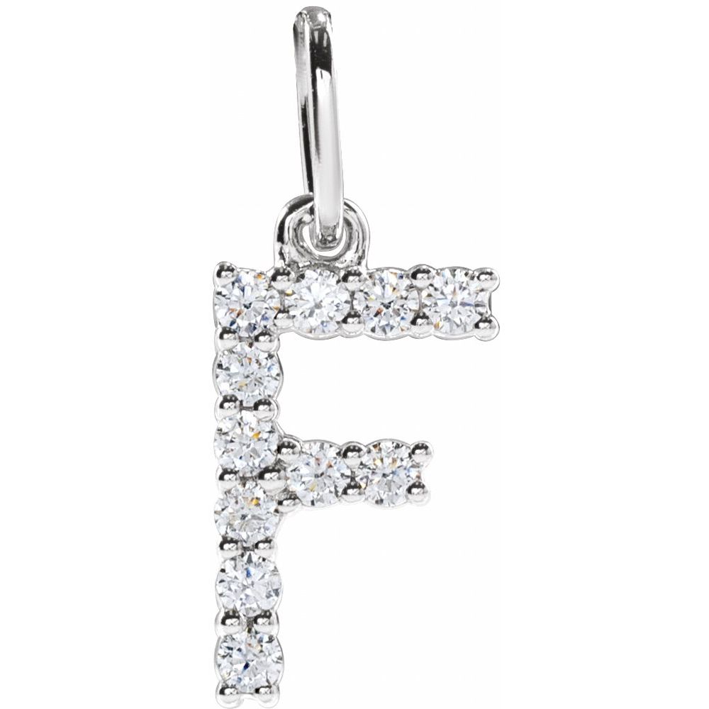 14K White 1/6 CTW Lab-Grown Diamond Initial F Pendant