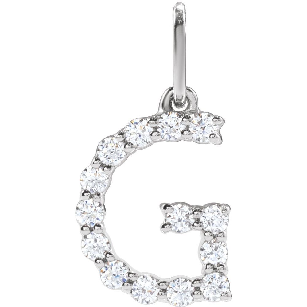 14K White 1/5 CTW Lab-Grown Diamond Initial G Pendant