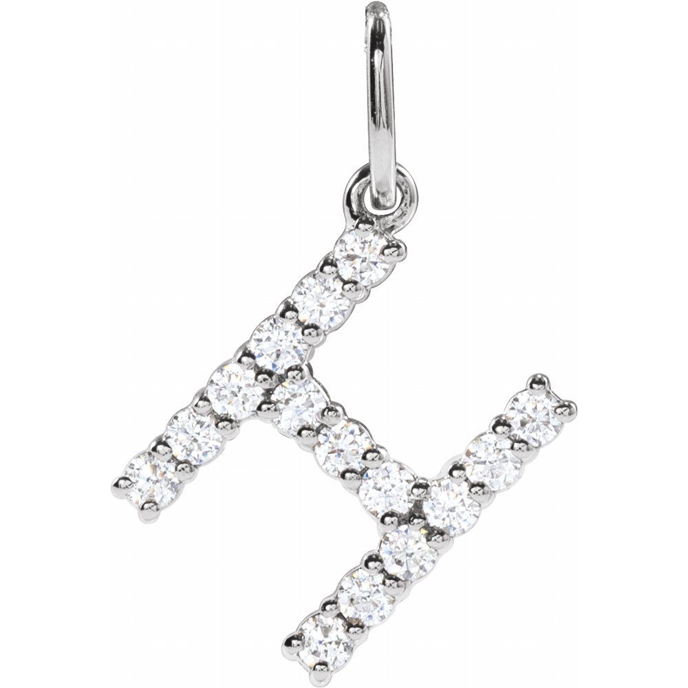 14K White 1/5 CTW Lab-Grown Diamond Initial H Pendant