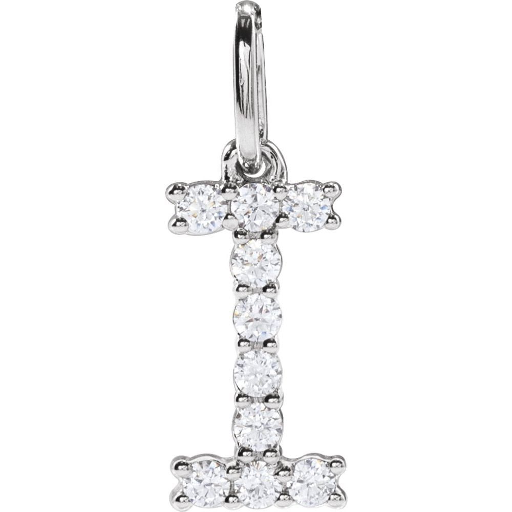 14K White 1/6 CTW Lab-Grown Diamond Initial I Pendant