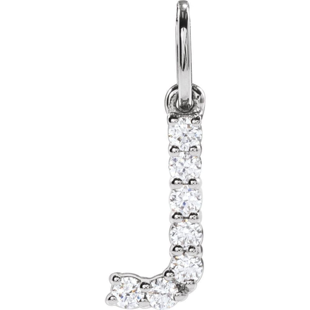 14K White 1/8 CTW Lab-Grown Diamond Initial J Pendant