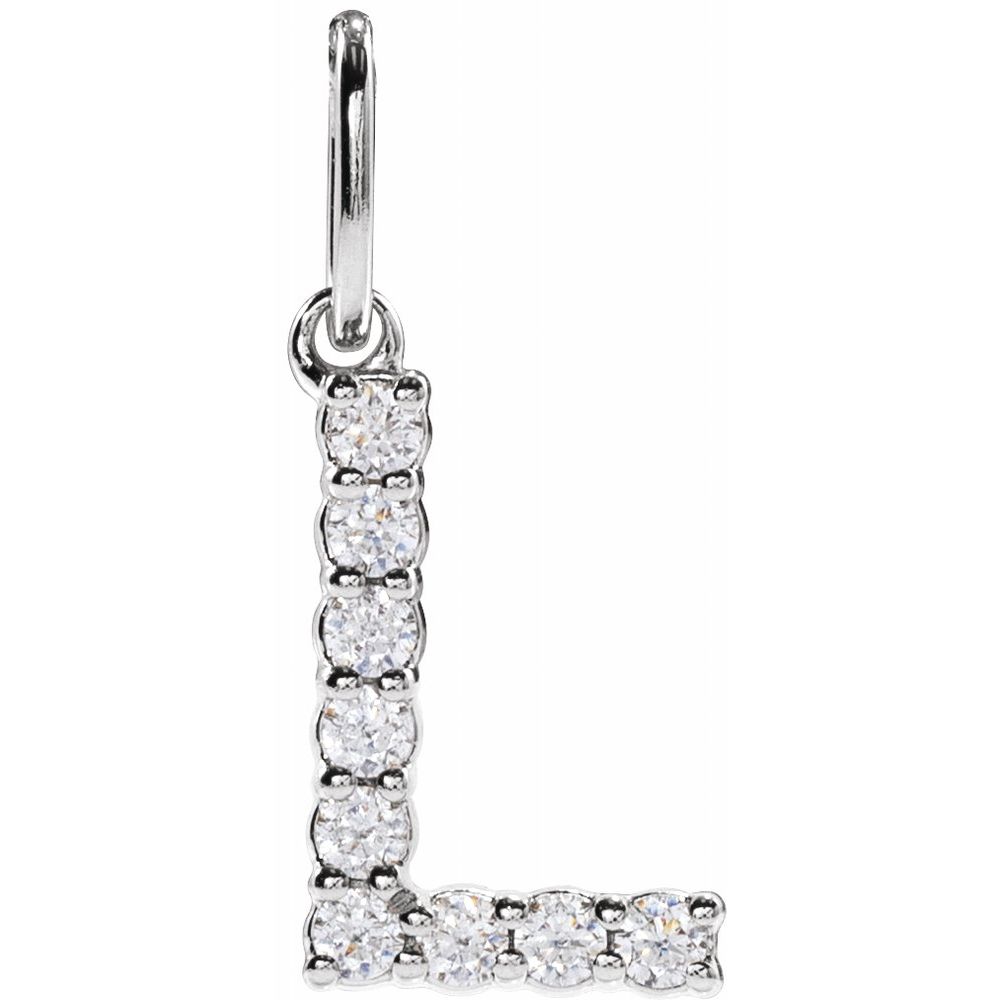 14K White 1/8 CTW Lab-Grown Diamond Initial L Pendant