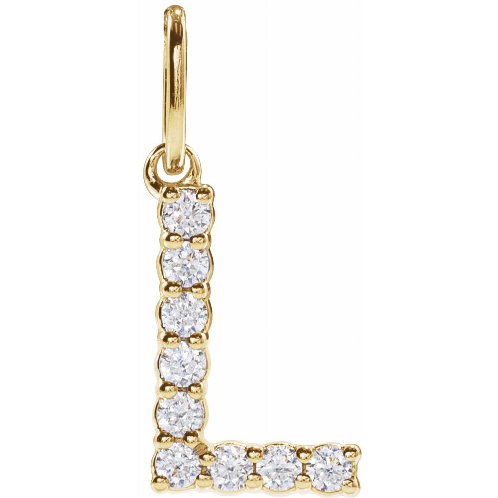 14K Yellow 1/8 CTW Lab-Grown Diamond Initial L Pendant