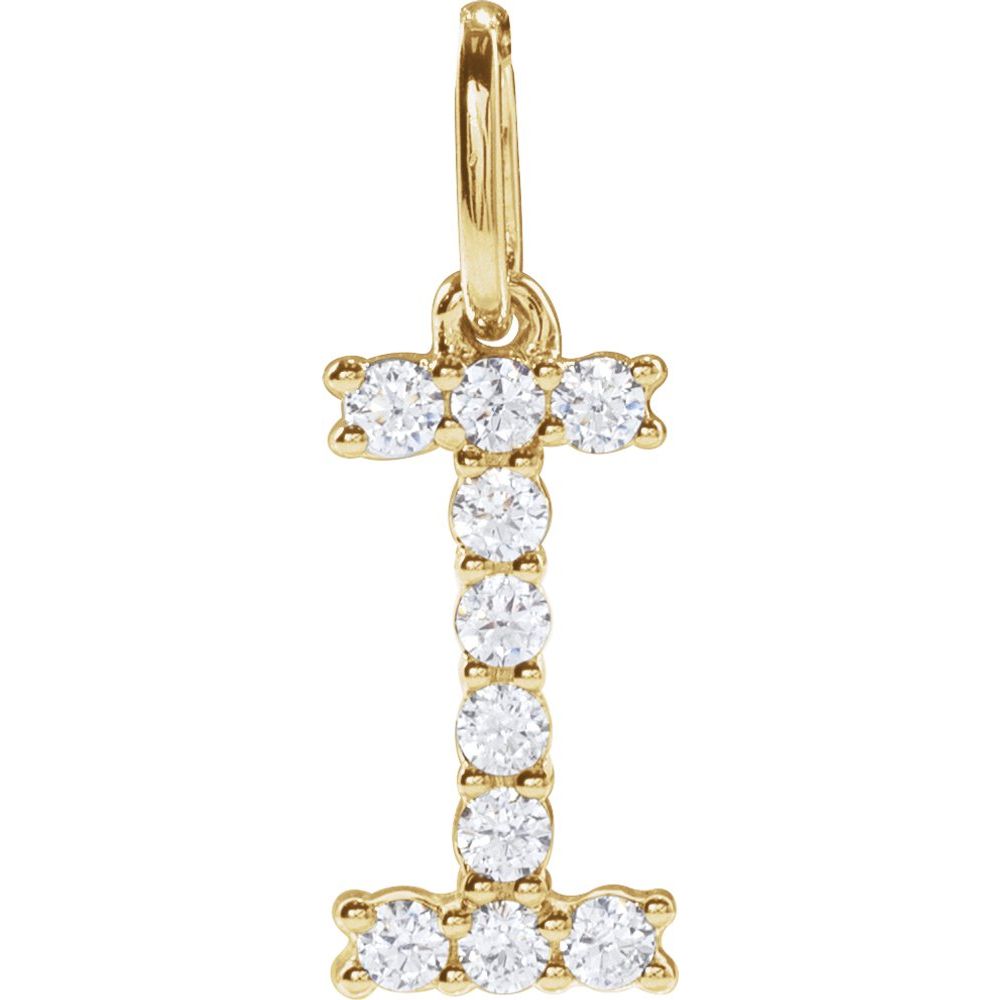 14K Yellow 1/6 CTW Lab-Grown Diamond Initial I Pendant