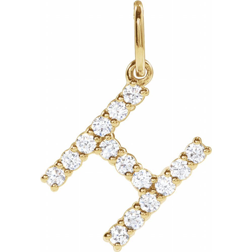 14K Yellow 1/5 CTW Lab-Grown Diamond Initial H Pendant