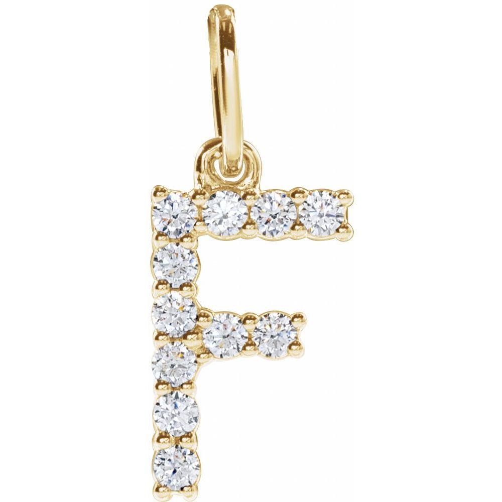 14K Yellow 1/6 CTW Lab-Grown Diamond Initial F Pendant