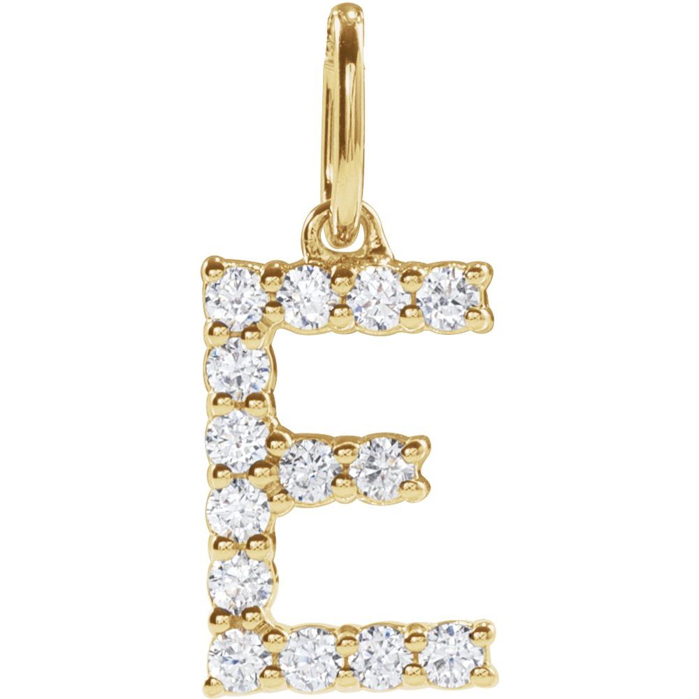 14K Yellow 1/5 CTW Lab-Grown Diamond Initial E Pendant