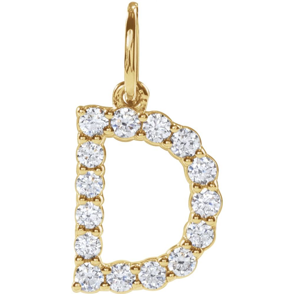 14K Yellow 1/4 CTW Lab-Grown Diamond Initial D Pendant