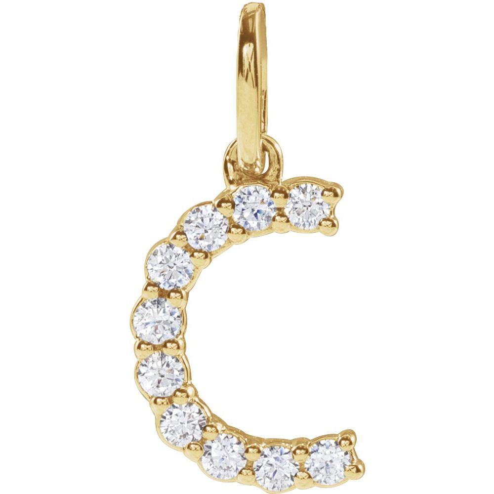 14K Yellow 1/6 CTW Lab-Grown Diamond Initial C Pendant