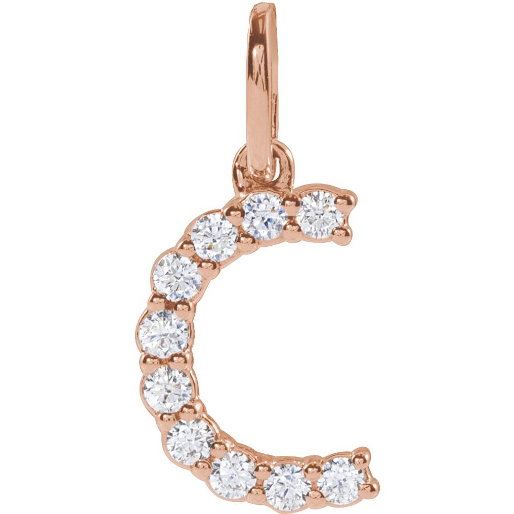 14K Rose 1/6 CTW Lab-Grown Diamond Initial C Pendant