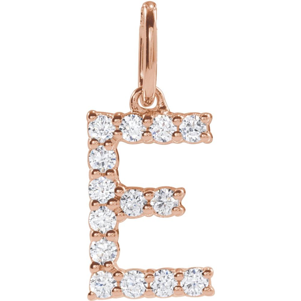 14K Rose 1/5 CTW Lab-Grown Diamond Initial E Pendant